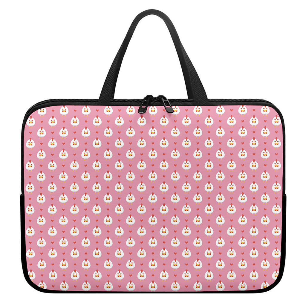 Chicken Love Emoji Pattern Print Laptop Sleeve With Handle