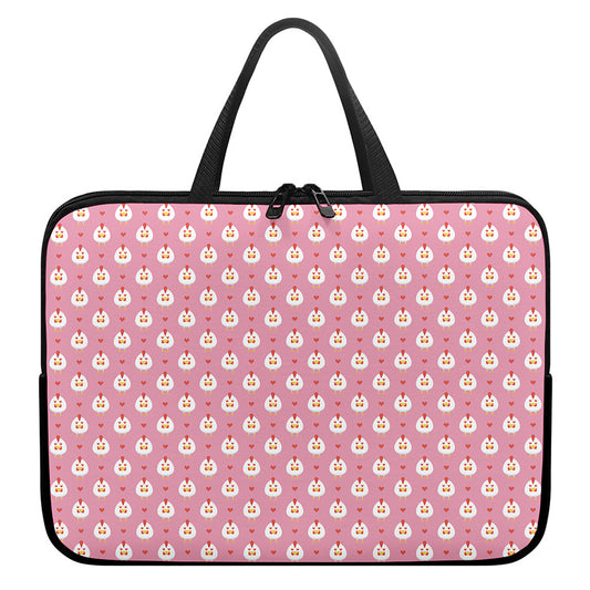 Chicken Love Emoji Pattern Print Laptop Sleeve With Handle