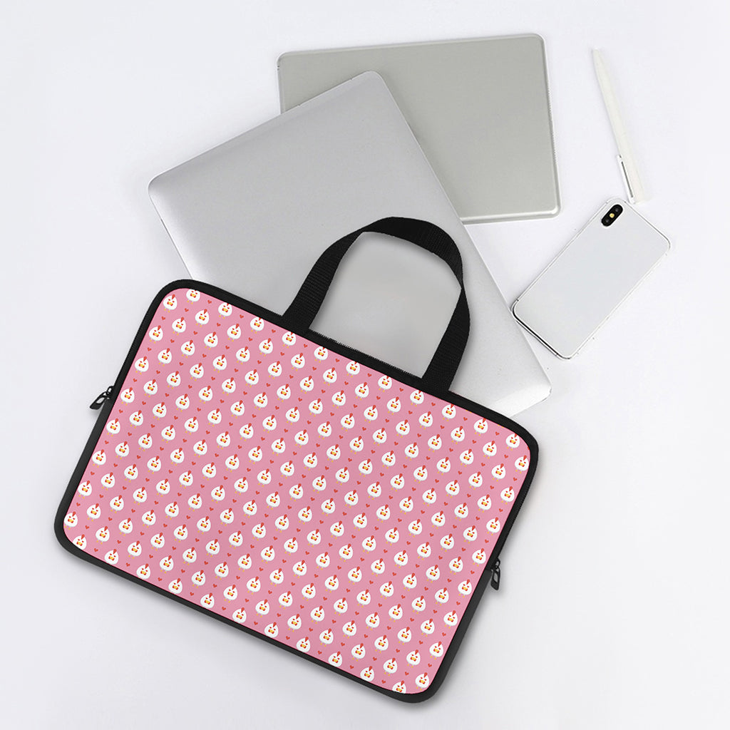 Chicken Love Emoji Pattern Print Laptop Sleeve With Handle