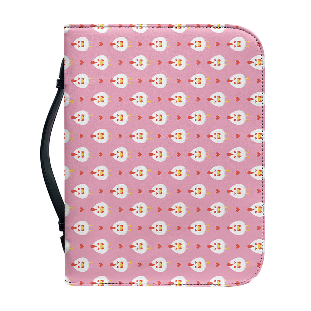 Chicken Love Emoji Pattern Print Leather Bible Cover