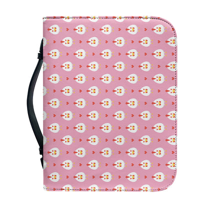 Chicken Love Emoji Pattern Print Leather Bible Cover