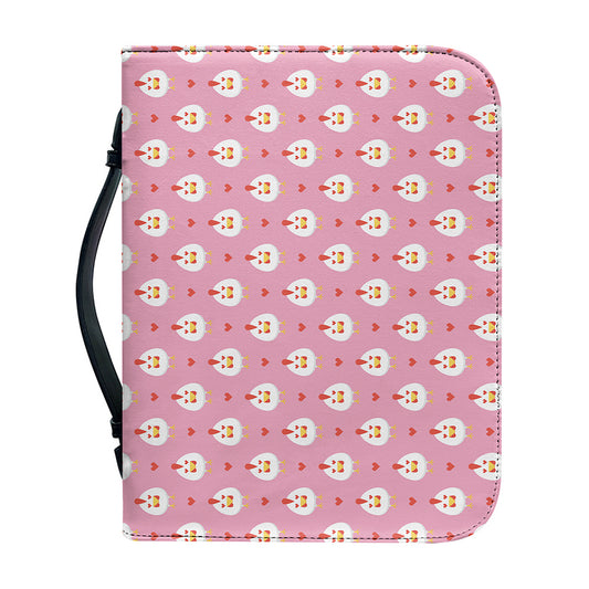Chicken Love Emoji Pattern Print Leather Bible Cover
