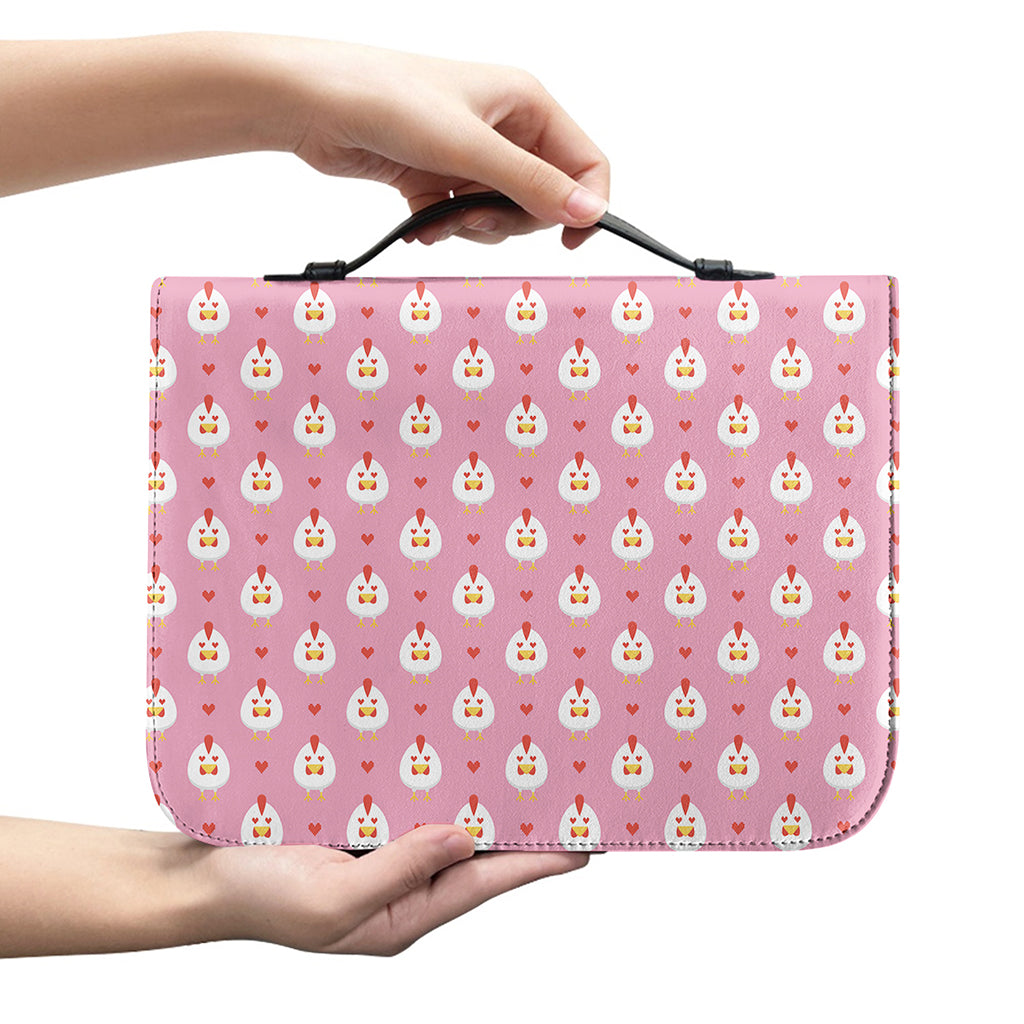 Chicken Love Emoji Pattern Print Leather Bible Cover