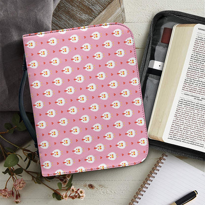 Chicken Love Emoji Pattern Print Leather Bible Cover