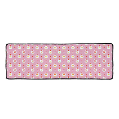 Chicken Love Emoji Pattern Print Long Kitchen Mat