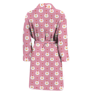 Chicken Love Emoji Pattern Print Men's Bathrobe