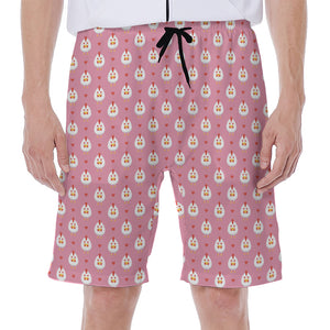 Chicken Love Emoji Pattern Print Men's Beach Shorts