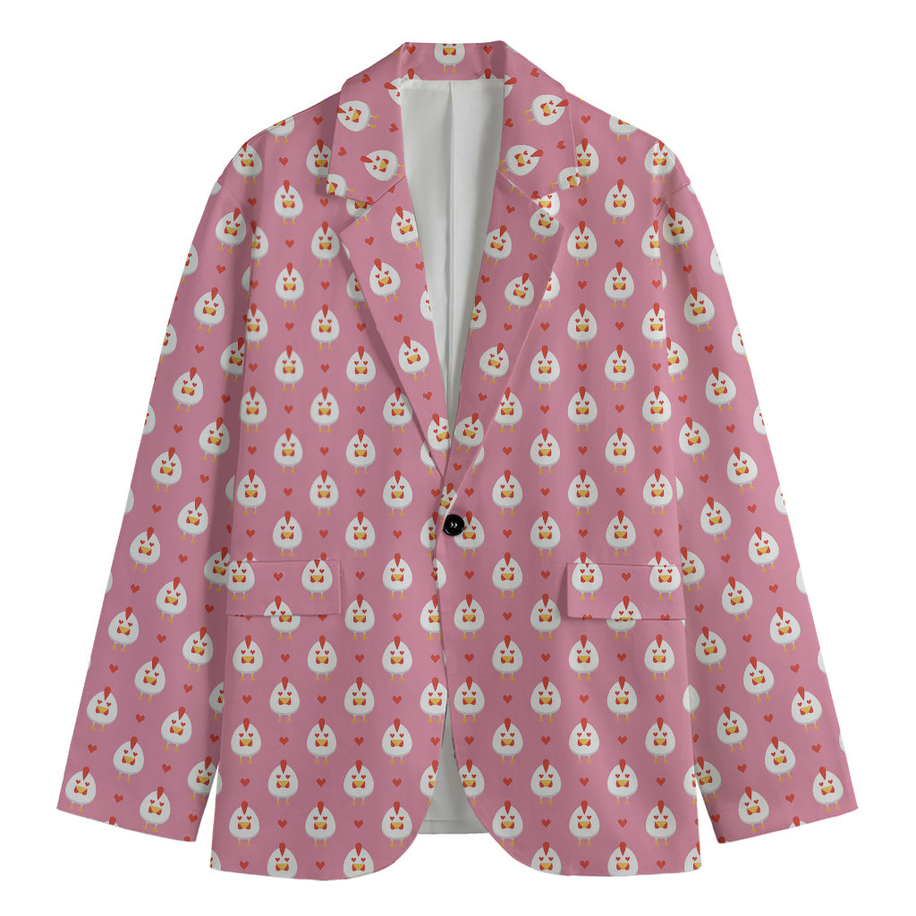 Chicken Love Emoji Pattern Print Men's Blazer