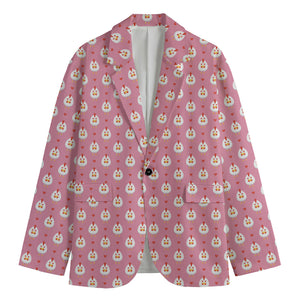 Chicken Love Emoji Pattern Print Men's Blazer