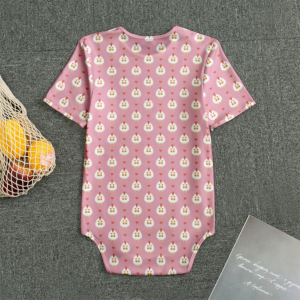Chicken Love Emoji Pattern Print Men's Bodysuit
