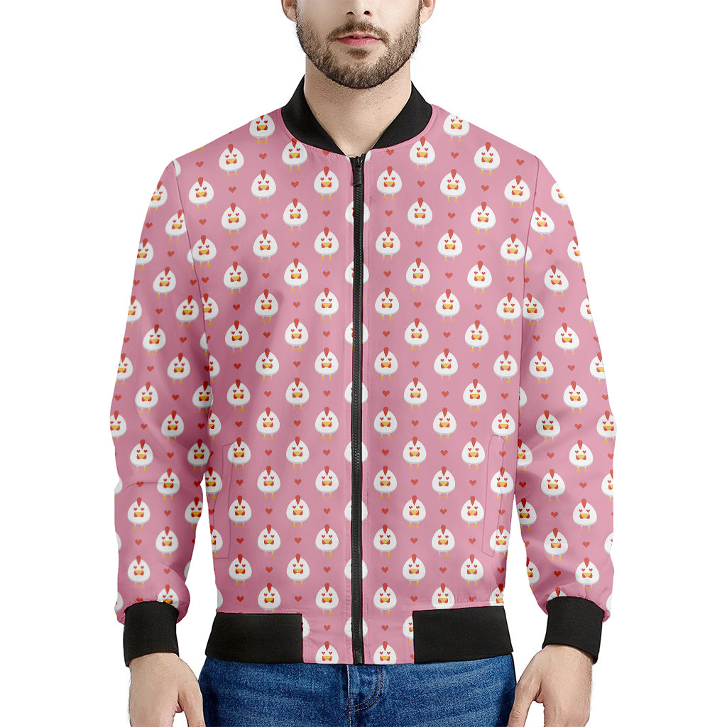 Chicken Love Emoji Pattern Print Men's Bomber Jacket