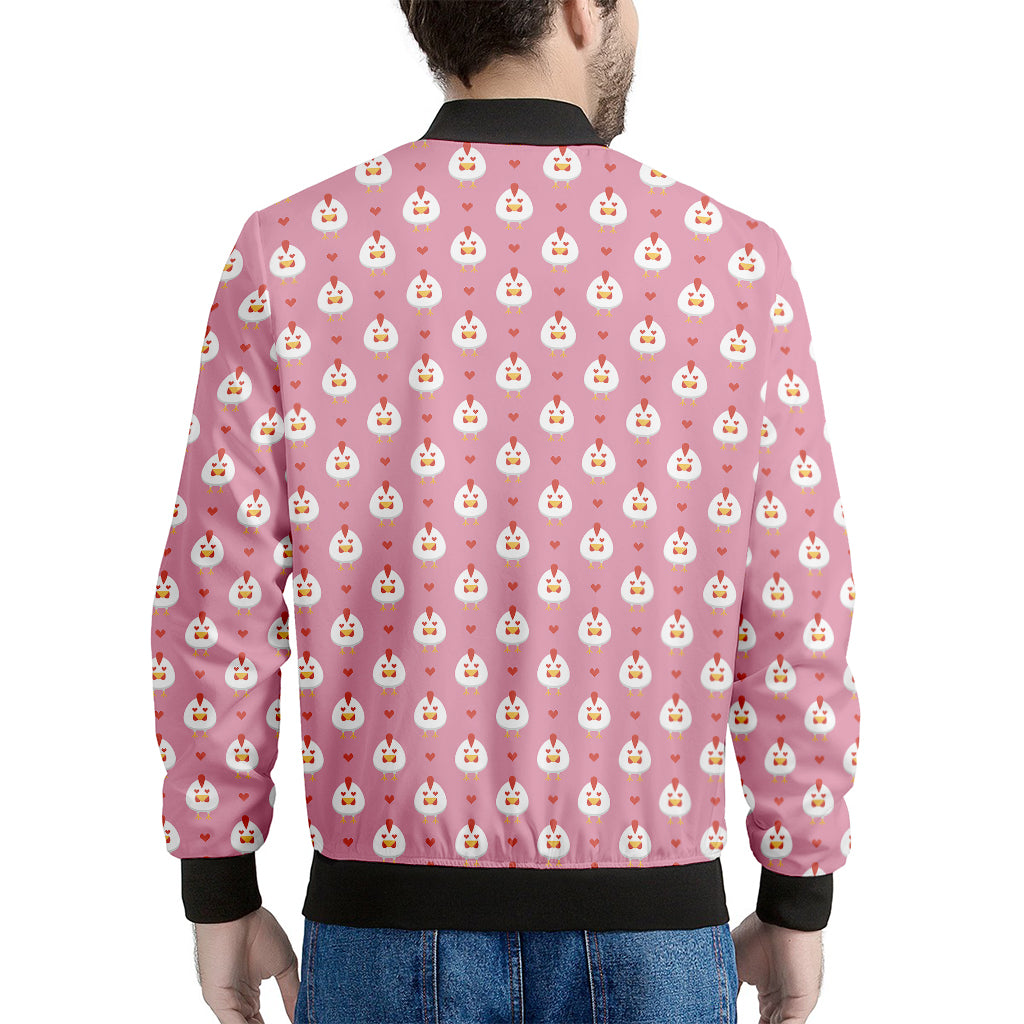 Chicken Love Emoji Pattern Print Men's Bomber Jacket