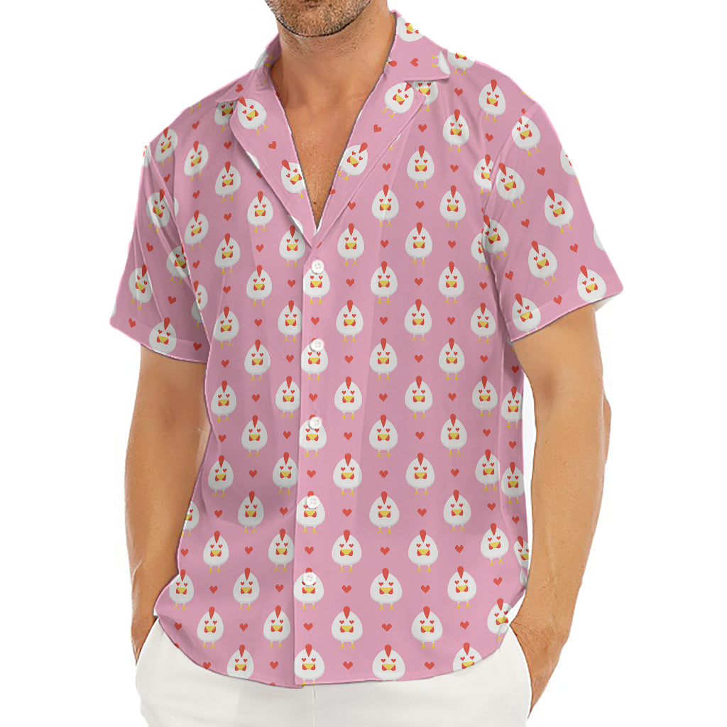 Chicken Love Emoji Pattern Print Men's Deep V-Neck Shirt