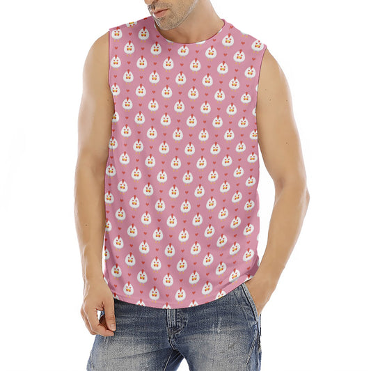 Chicken Love Emoji Pattern Print Men's Fitness Tank Top