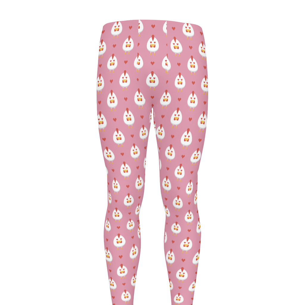 Chicken Love Emoji Pattern Print Men's leggings