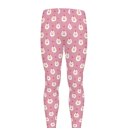 Chicken Love Emoji Pattern Print Men's leggings
