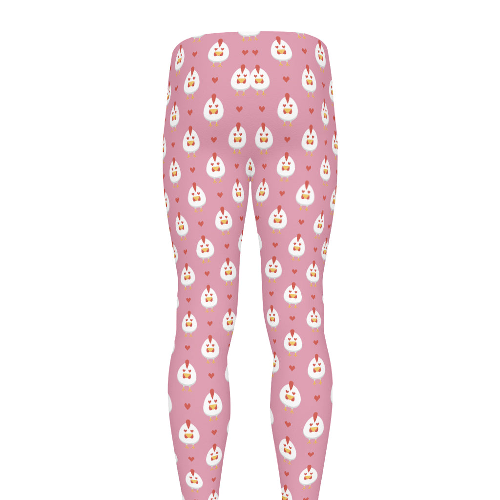 Chicken Love Emoji Pattern Print Men's leggings