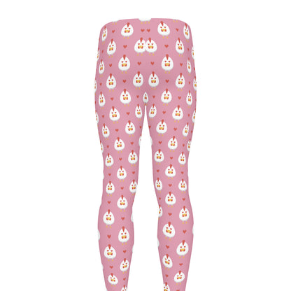 Chicken Love Emoji Pattern Print Men's leggings