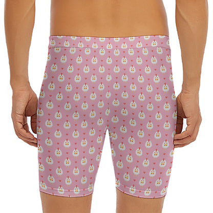 Chicken Love Emoji Pattern Print Men's Long Boxer Briefs