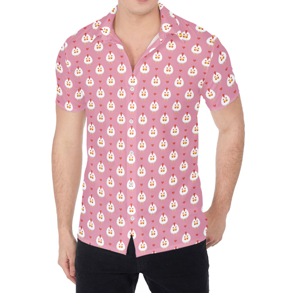 Chicken Love Emoji Pattern Print Men's Shirt