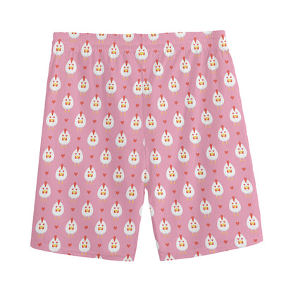 Chicken Love Emoji Pattern Print Men's Sports Shorts