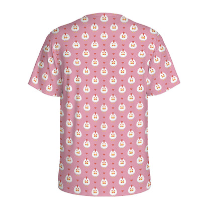 Chicken Love Emoji Pattern Print Men's Sports T-Shirt