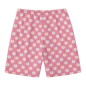 Chicken Love Emoji Pattern Print Men's Swim Trunks