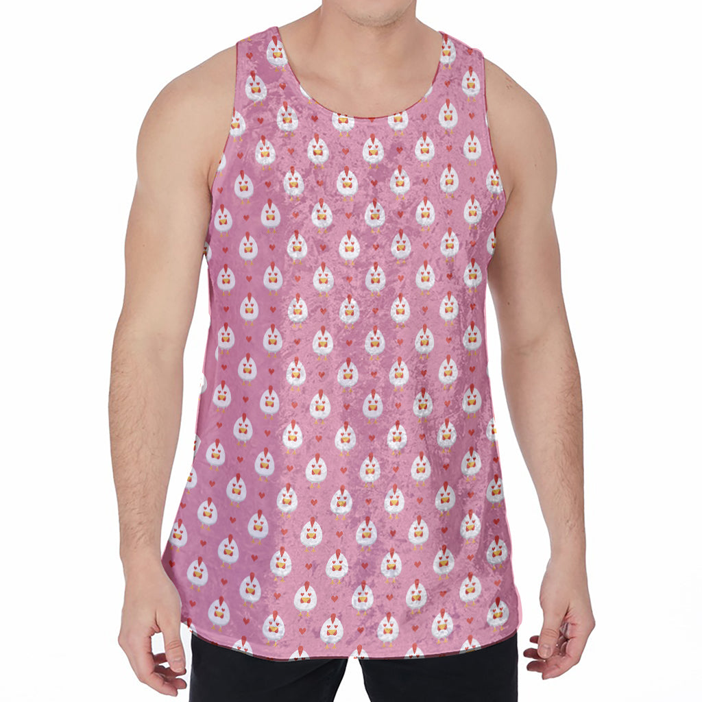 Chicken Love Emoji Pattern Print Men's Velvet Tank Top