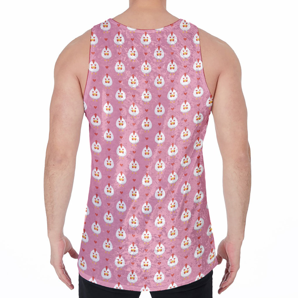 Chicken Love Emoji Pattern Print Men's Velvet Tank Top