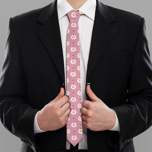 Chicken Love Emoji Pattern Print Necktie