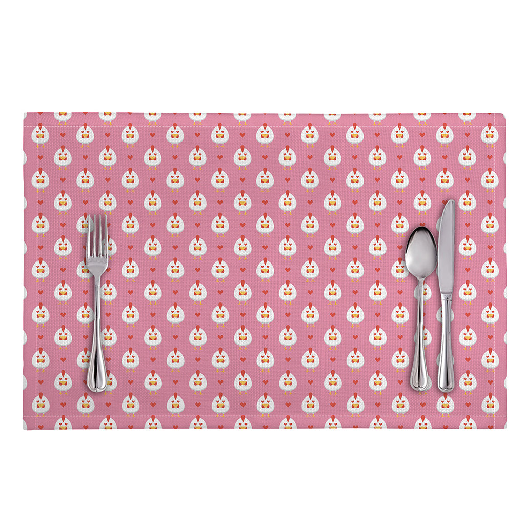 Chicken Love Emoji Pattern Print Placemat
