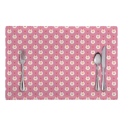 Chicken Love Emoji Pattern Print Placemat