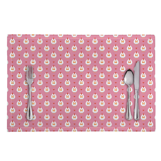 Chicken Love Emoji Pattern Print Placemat