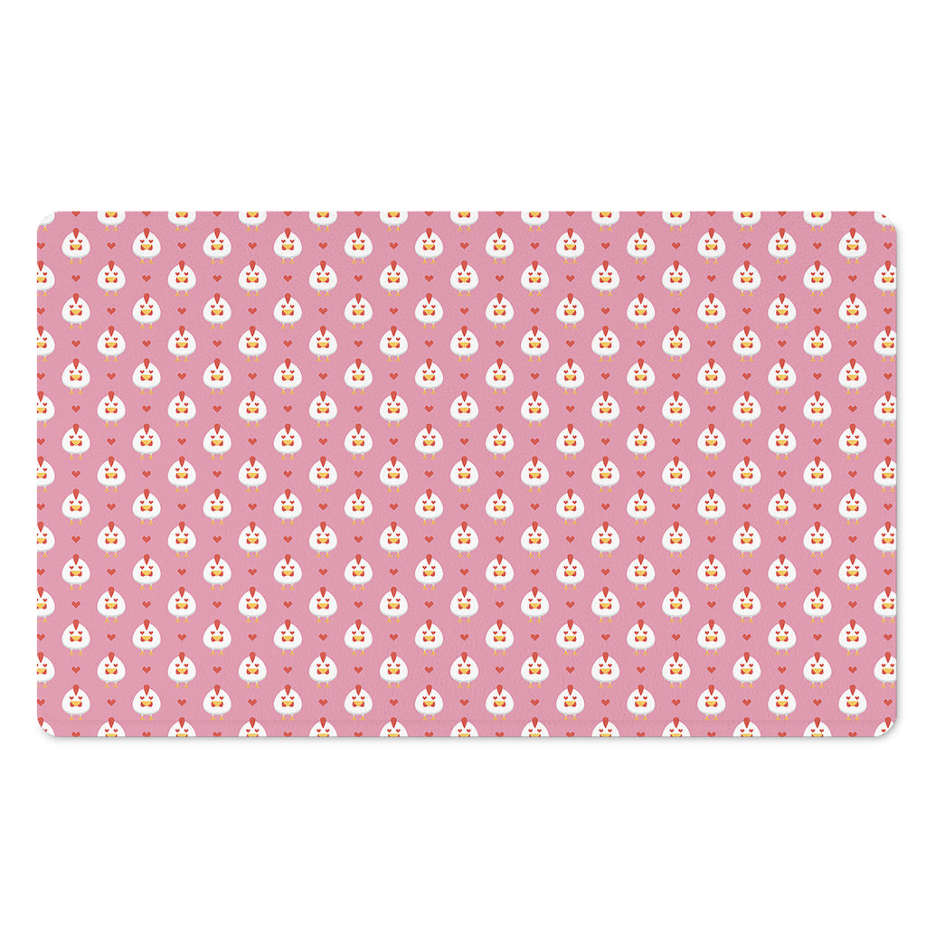 Chicken Love Emoji Pattern Print Polyester Doormat