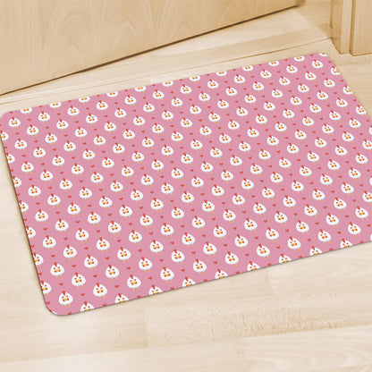 Chicken Love Emoji Pattern Print Polyester Doormat
