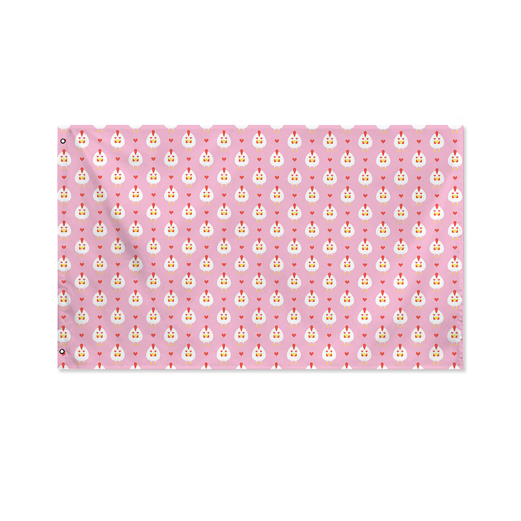 Chicken Love Emoji Pattern Print Polyester Flag