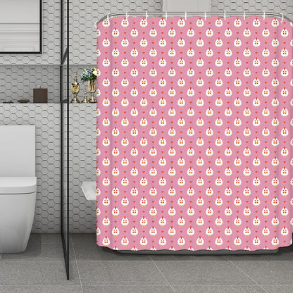 Chicken Love Emoji Pattern Print Polyester Shower Curtain