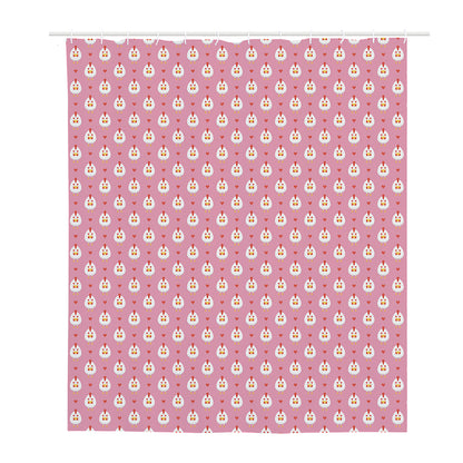 Chicken Love Emoji Pattern Print Polyester Shower Curtain