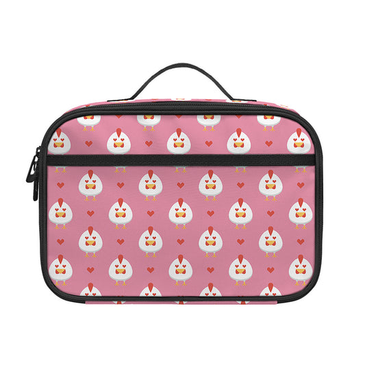 Chicken Love Emoji Pattern Print Portable Lunch Bag