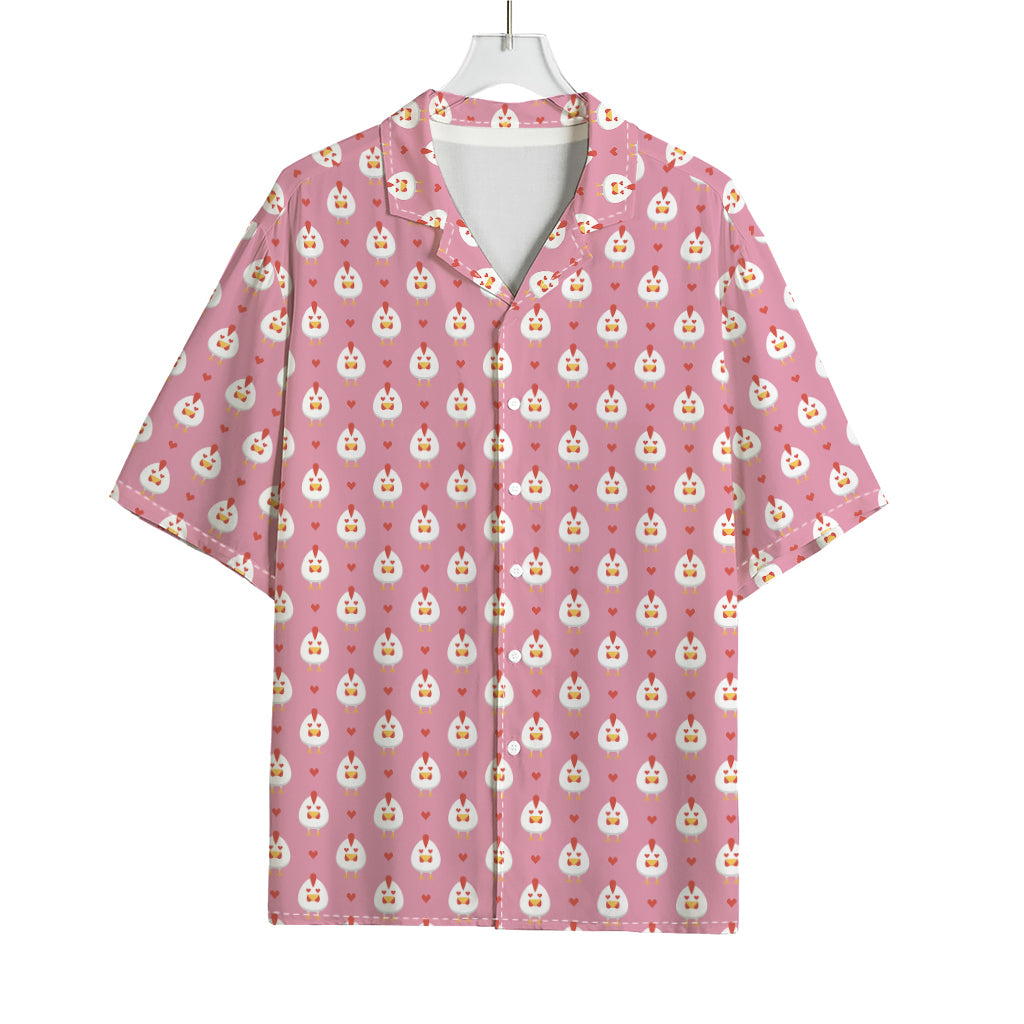 Chicken Love Emoji Pattern Print Rayon Hawaiian Shirt