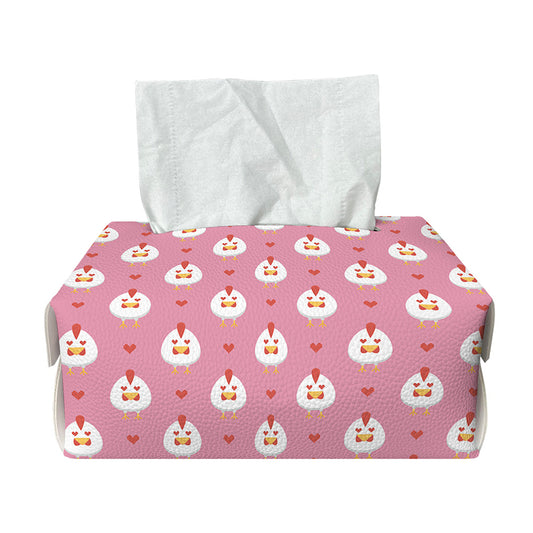 Chicken Love Emoji Pattern Print Rectangle Tissue Box Cover