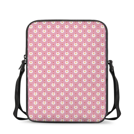 Chicken Love Emoji Pattern Print Rectangular Crossbody Bag