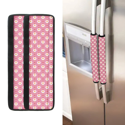 Chicken Love Emoji Pattern Print Refrigerator Handle Covers