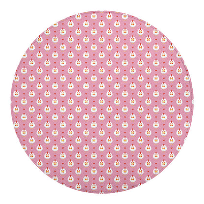 Chicken Love Emoji Pattern Print Round Blanket