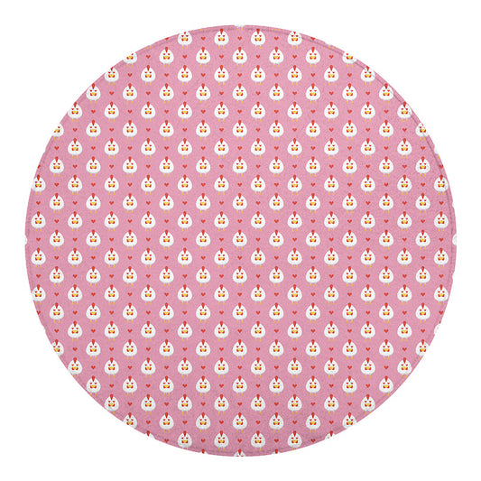 Chicken Love Emoji Pattern Print Round Blanket