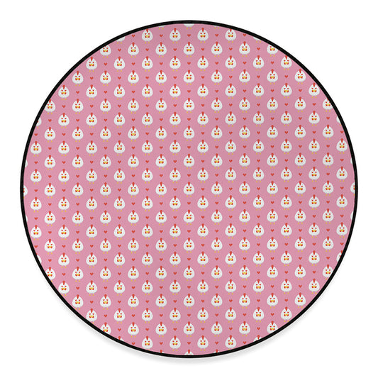 Chicken Love Emoji Pattern Print Round Floor Mat