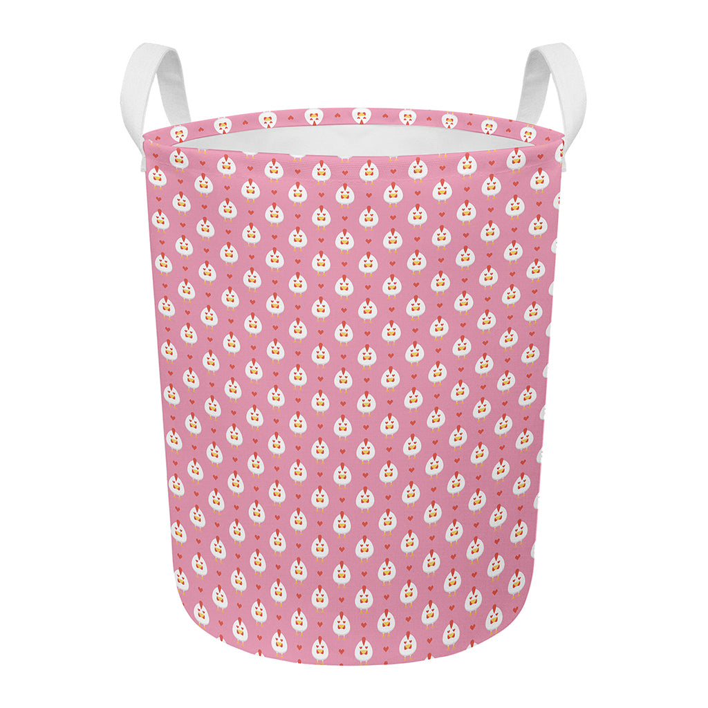 Chicken Love Emoji Pattern Print Round Laundry Basket