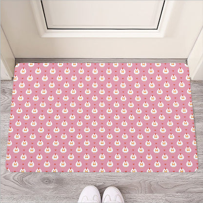 Chicken Love Emoji Pattern Print Rubber Doormat