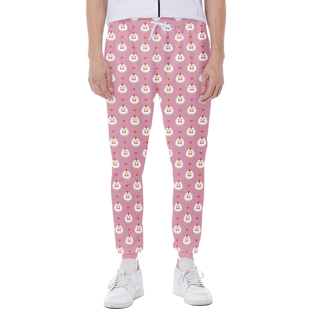 Chicken Love Emoji Pattern Print Scuba Joggers