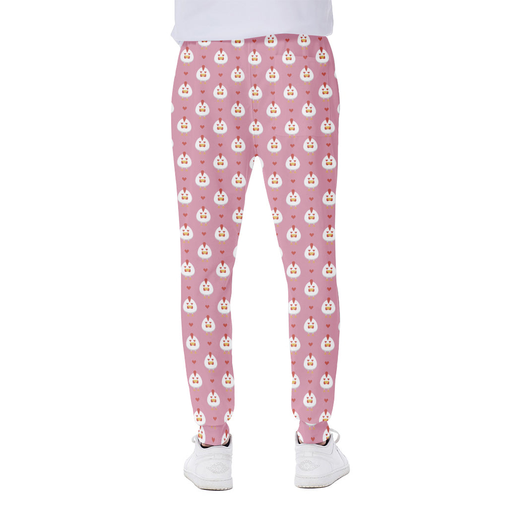 Chicken Love Emoji Pattern Print Scuba Joggers
